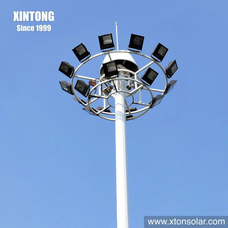 20/30/40m Lifting System LED High Mast Pole Light With Floodlight For Stadium Square Airport Lighting